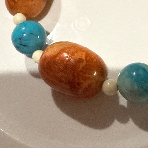 Vintage Reddish Jasper & Blue Marbled Bead Necklace – Boho Southwest Style - Picture 2 of 5